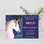キュートユニコーンマジカルスターズガール誕生日 招待状 (スタンド正面)