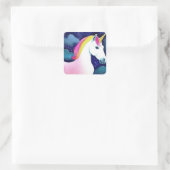 キュートユニコーンマジカルスターズスケッチガール誕生日 スクエアシール (バッグ)