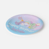 キュートユニコーンレインボーディノドヌバルーン誕生日 ペーパープレート (アングル)