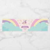 キュートユニコーンレインボーパステル誕生日 ペットボトルラベル (シングルラベル)