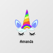 キュートユニコーンレインボーパーソナライズされたクラシックルラウンドセント ウィンドウサイン (シート)