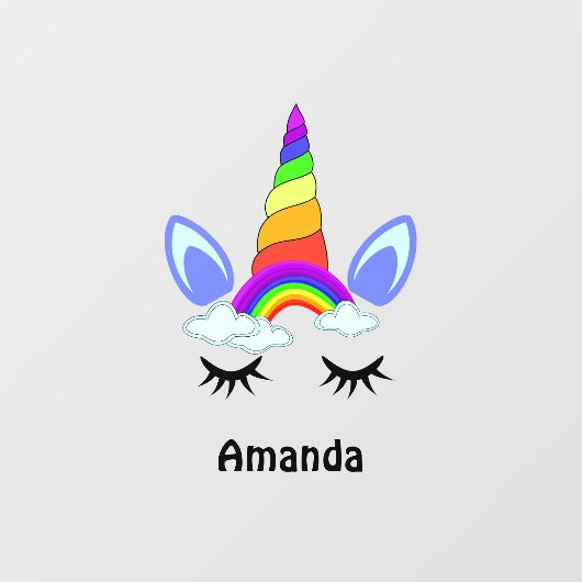 キュートユニコーンレインボーパーソナライズされたクラシックルラウンドセント ウィンドウサイン (シート)