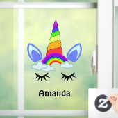 キュートユニコーンレインボーパーソナライズされたクラシックルラウンドセント ウィンドウサイン (ホーム)