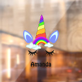 キュートユニコーンレインボーパーソナライズされたクラシックルラウンドセント ウィンドウサイン (シート2)