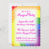 キュートユニコーンレインボー誕生日招待状（ピンク） 招待状 (裏面)