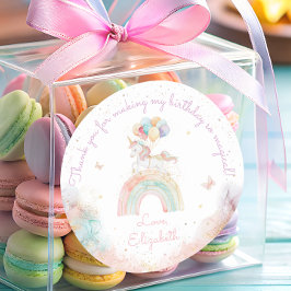 キュートユニコーンレインボー誕生日 ラウンドシール