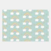 キュートユニコーンレインボー金ゴールドグリッターパステルピンクブルー ラッピングペーパーシート (正面2)