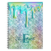 キュートユニコーン虹色グリッタードリップフェイクグリッター ノートブック (正面)