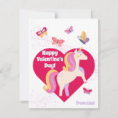 キュートユニコーン蝶ハッピーバレンタインデー ノートカード (正面)