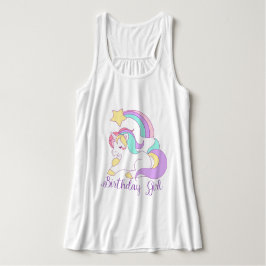 キュートユニコーン誕生日ガールトレンディータイポグラフィアート タンクトップ