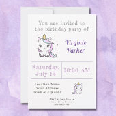 キュートユニコーン誕生日招待状 招待状