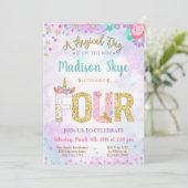 キュートユニコーン誕生日4パーティの招待状 招待状 (スタンド正面)