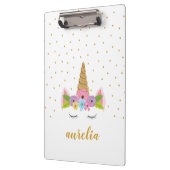 キュートユニコーン金ゴールドグリッターガーリー名前をカスタムする クリップボード (左)