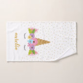 キュートユニコーン金ゴールドグリッターガーリー名前をカスタムする バスタオルセット (ハンドタオル)