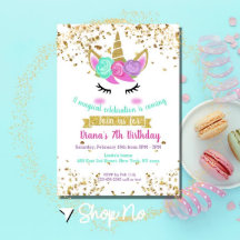 キュートユニコーン金ゴールドグリッターガールズマジカル誕生日