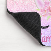 キュートユニコーン顔レインボーグリッターピンクハート マウスパッド (コーナー)