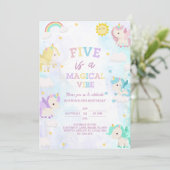 キュートユニコーン5位誕生日招待状 招待状 (スタンド正面)