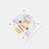 キュートユニコーン&シルバースターズ誕生日 スタンダードカクテルナプキン (角)