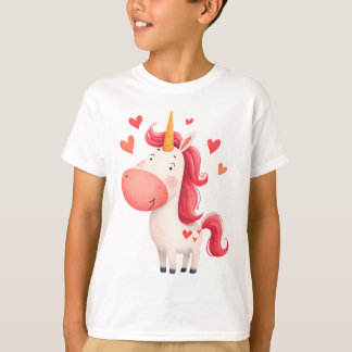 キュートユニコーン+ハート – 魔法の子供服 Tシャツ
