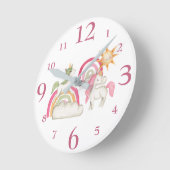キュートユニコーン&パステルボホレインボウズ ラウンド壁時計 (傾斜)