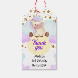 キュートユニコーン&金ゴールドスター誕生日 ギフトタグ