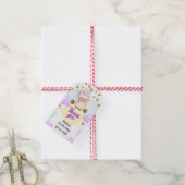 キュートユニコーン&金ゴールドスター誕生日 ギフトタグ (より糸付き)