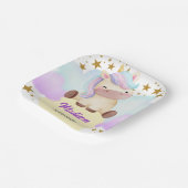 キュートユニコーン&金ゴールドスター誕生日 ペーパープレート (傾斜あり)