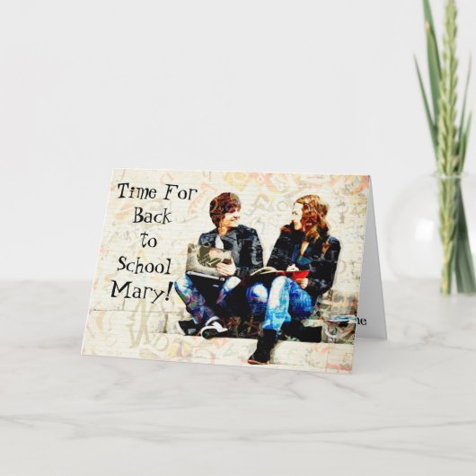 キュートユニークティーンズ新学期コラージュ カード (正面)