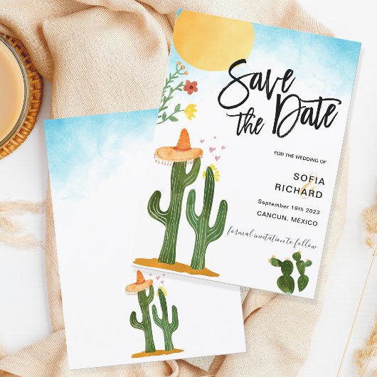 キュートユニークデスティネーションメモダンキシコスタイル 招待状