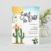 キュートユニークデスティネーションメモダンキシコスタイル 招待状 (スタンド正面)