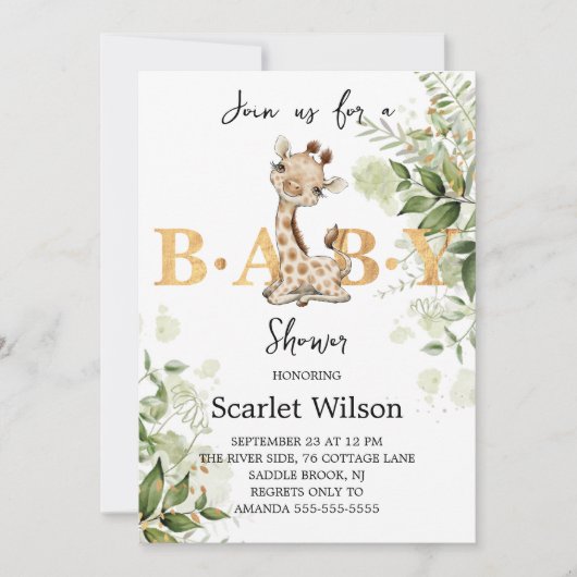 キュートユーアリペットベビーキレーフベビーシャワー 招待状 (正面)