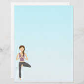 キュートヨガガガールザツリーポーズイラストレーション (正面/裏面)