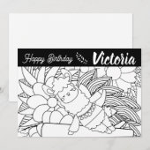 キュートヨガラマ誕生日フローラカラーリング シーズンカード (正面/裏面)