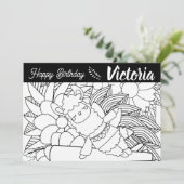 キュートヨガラマ誕生日フローラカラーリング シーズンカード (スタンド正面)