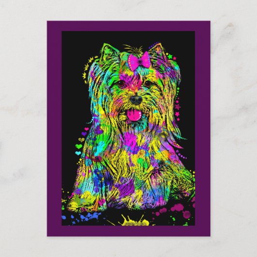 キュートヨークカラフルシャーテリアーヨークシャーテリアドッグ ポストカード (正面)