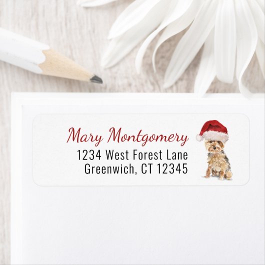 キュートヨークシャーテリアクリスマス差出人住所 ラベル (インサイチュ)