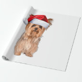 キュートヨークシャーテリアサンタハットヨークシャーテリア子犬ギフト ラッピングペーパー (アンロールド)