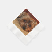 キュートヨークシャーテリアパピードッグ 縁ありカクテルナプキン (角)