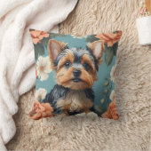 キュートヨークシャーテリアパピーフローラ クッション (ブランケット)