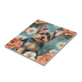 キュートヨークシャーテリアパピーフローラ タイル (側面)