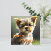 キュートヨークシャーテリアパピー誕生日 シーズンカード (スタンド正面)