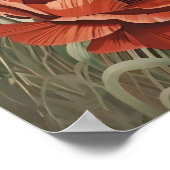 キュートヨークシャーテリアボタニカルレッドポピー ポスター (角)