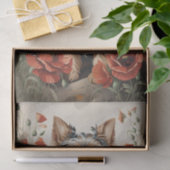 キュートヨークシャーテリアボタニカルレッドポピー 薄葉紙 (ギフト)