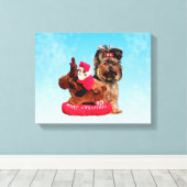 キュートヨークシャーテリアメリークリスマス キャンバスプリント (インサイチュ (ウッドフロア))