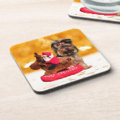 キュートヨークシャーテリアメリークリスマス コースター (左側)