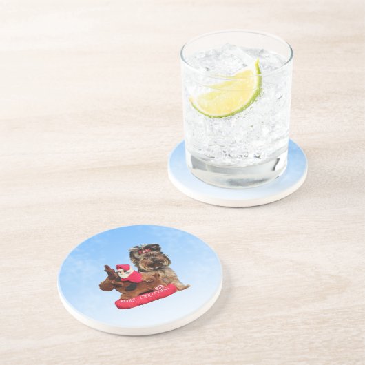 キュートヨークシャーテリアメリークリスマス コースター (側面)