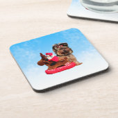 キュートヨークシャーテリアメリークリスマス コースター (左側)