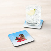 キュートヨークシャーテリアメリークリスマス コースター (右側)