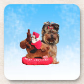 キュートヨークシャーテリアメリークリスマス コースター (正面)