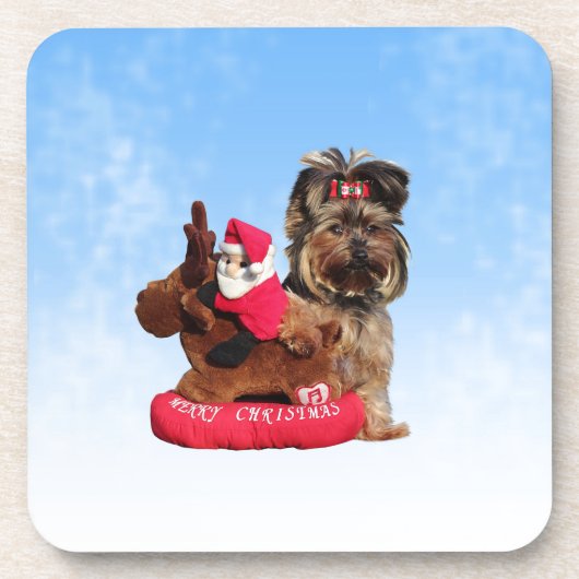 キュートヨークシャーテリアメリークリスマス コースター (正面)